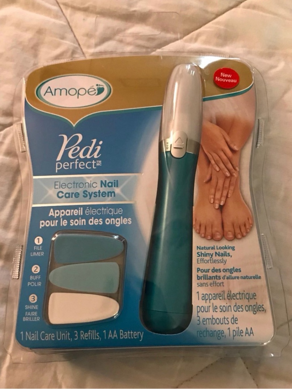 AMOPE Pedi Perfect Electronic Nail Care System - Teal/White